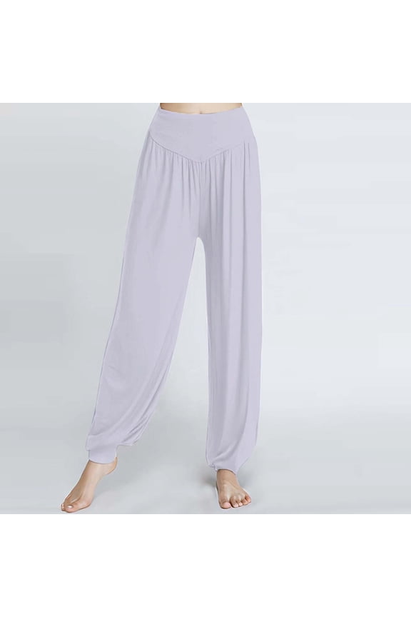 Women's Harem Trousers - Ladies Casual Pants -Elasticated Waist - Soft Stretchy Fabric - Full Length Grey XL
