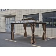 BREEZESTIVAL 12x10 FT Outdoor Hardtop Gazebo   Double-Layer Polycarbonate Canopy, Aluminum Frame, Curtains & Mesh Screens, Ideal Shading Solution for Garden, Patio & Yard