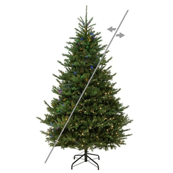 Vickerman  7.5 ft. x 62 in. Green Nordmann Fir Artificial Pre-Lit Christmas Tree with 900 LED Color Changing - 5 mm