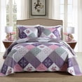 thumbnail image 1 of Nordmiex 3-Piece Microfiber Quilt Sets Floral Patchwork Bedspreads Reversible Coverlet Sets (Queen, Purple), 1 of 7