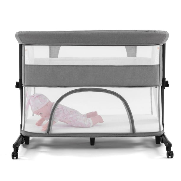 Nordmiex 4 in 1 Baby Bedside Sleeper & Playpen Design with Mattress Included, Easy Folding