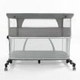 Nordmiex 4 in 1 Baby Bedside Sleeper & Playpen Design with Mattress Included, Easy Folding