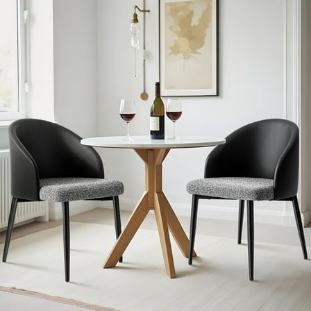 Nordmiex Dining Chairs Set of 2, Mid Century Modern Upholstered Dining Chairs for Living Room, Kitchen, Black/Gery