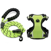 Nordmiex No Pull Dog Harness Adjustable Reflective Dog Vest Harness with 5FT Dog Leash and Handle for Small Medium Large Dogs, Green