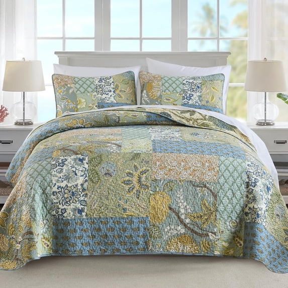 Nordmiex Patchwork Cotton Quilt Set Bohemian Floral Bedding Set, California King
