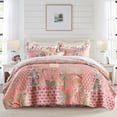 thumbnail image 1 of Nordmiex Patchwork Cotton Quilt Set Bohemian Pink Floral Bedding Set, Queen, 1 of 7