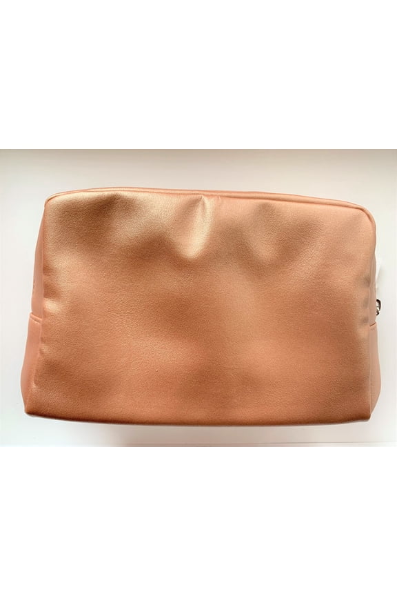 Beauty Makeup Cosmetic Faux Leather Matte Rose Golden Pouch Bag Toiletry Travel Case