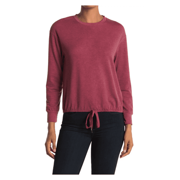 Nordstrom Drawstring Hem Pullover Sweatshirt White Willow, Burgundy, Size Large