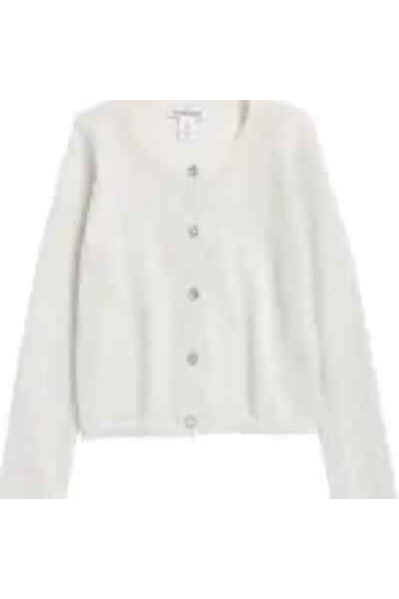 Girls' Long Sleeve Shimmer Cardigan Ivory Pristine Sparkle Size 4 NWT