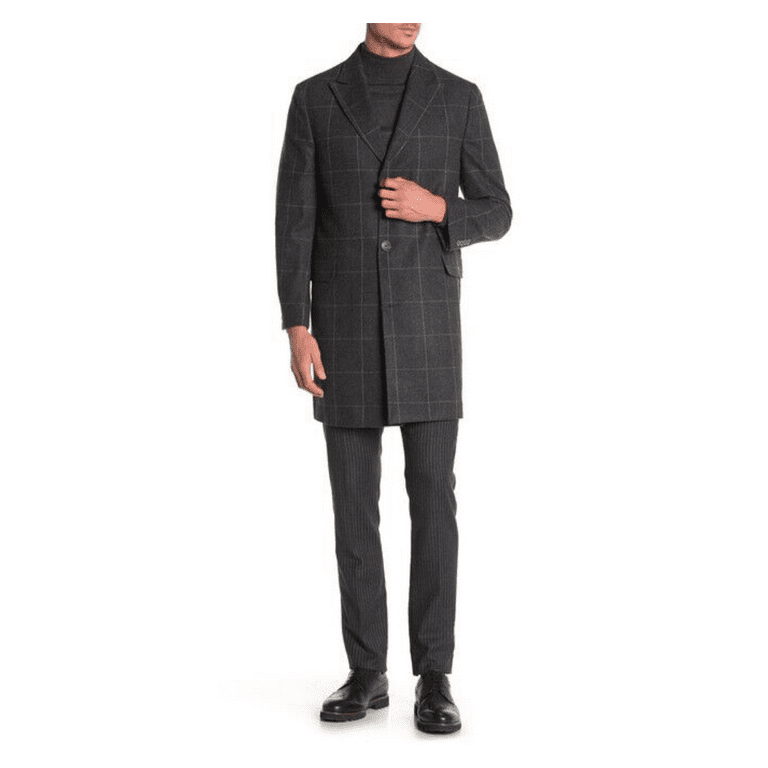 Nordstrom Rack Niles Peak Lapel Windowpane Print Trim Fit Coat CHARCOAL GREY XL Walmart