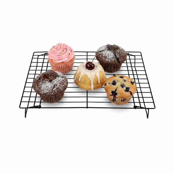 Nordwen Cooling Rack, 15.7 x 9.8 Inch Heavy Duty Carbon Steel Baking Rack for Cookies, Cake & Bread, Foldable for Easy Storage, Non-Stick Baking Supplies