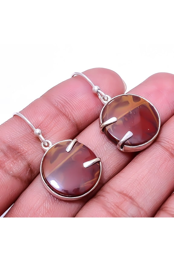Noreena Jasper -Australia Designer Handmade 925 Silver Plated Earring 1.17", Maroon Noreena Jasper Earring E_7994_333_3