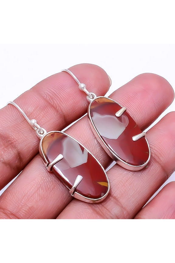 Noreena Jasper -Australia Designer Handmade 925 Silver Plated Earring 1.56", Maroon Noreena Jasper Earring E_7994_333_5