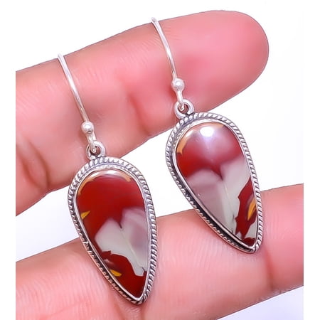 Noreena Jasper Gemstone 925 Sterling Silver Handmade Bali Earring 1.56" A321, Handmade Jewelry, Dangle Earring