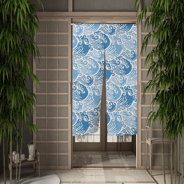 Noren Doorway Curtain Japanese Style Wave Birds Printed Window ...