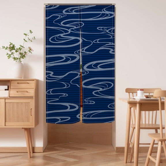 Noren Doorway Curtain Japanese Style Window Treatment Door Tapestry for Home Decoration 33.5"x59",Navy Blue