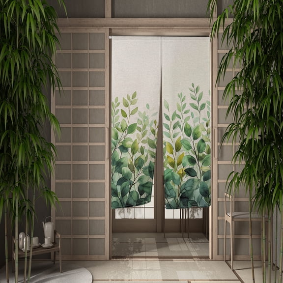 Noren Doorway Curtain Nature Green Leaves Window Treatment Door Tapestry for Home Decoration 33.5"x59"