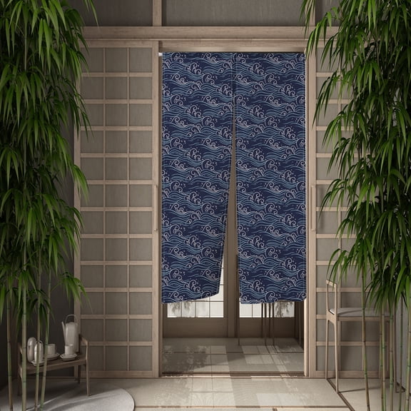 Noren Doorway Curtain Navy Blue Window Treatment Door Tapestry for Home Decoration 33.5"x67"