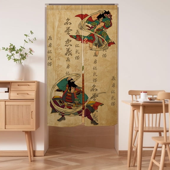 Noren Japanese Doorway Curtain Tapestry Decorations Room Divider Privacy Anime Warrior Curtains Restaurant(Samurai, 28.3"x47.2")