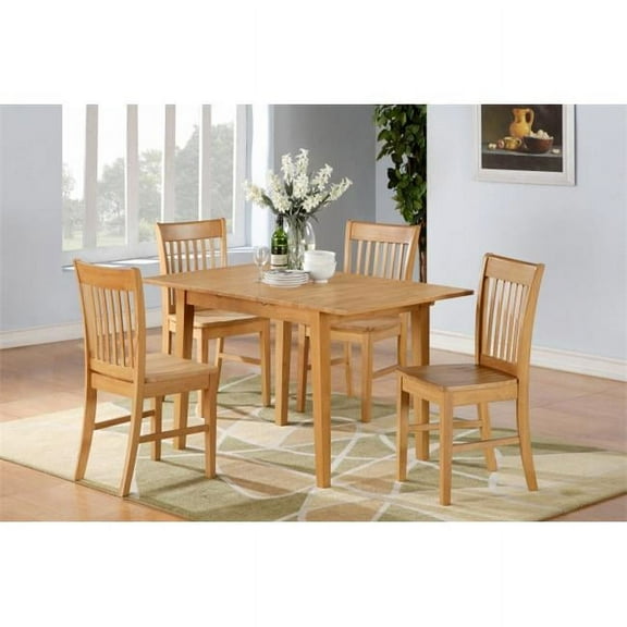 Norfolk 3PC Set with rectangular table featured 12 in extension Leaf and 2 wood seat chairs