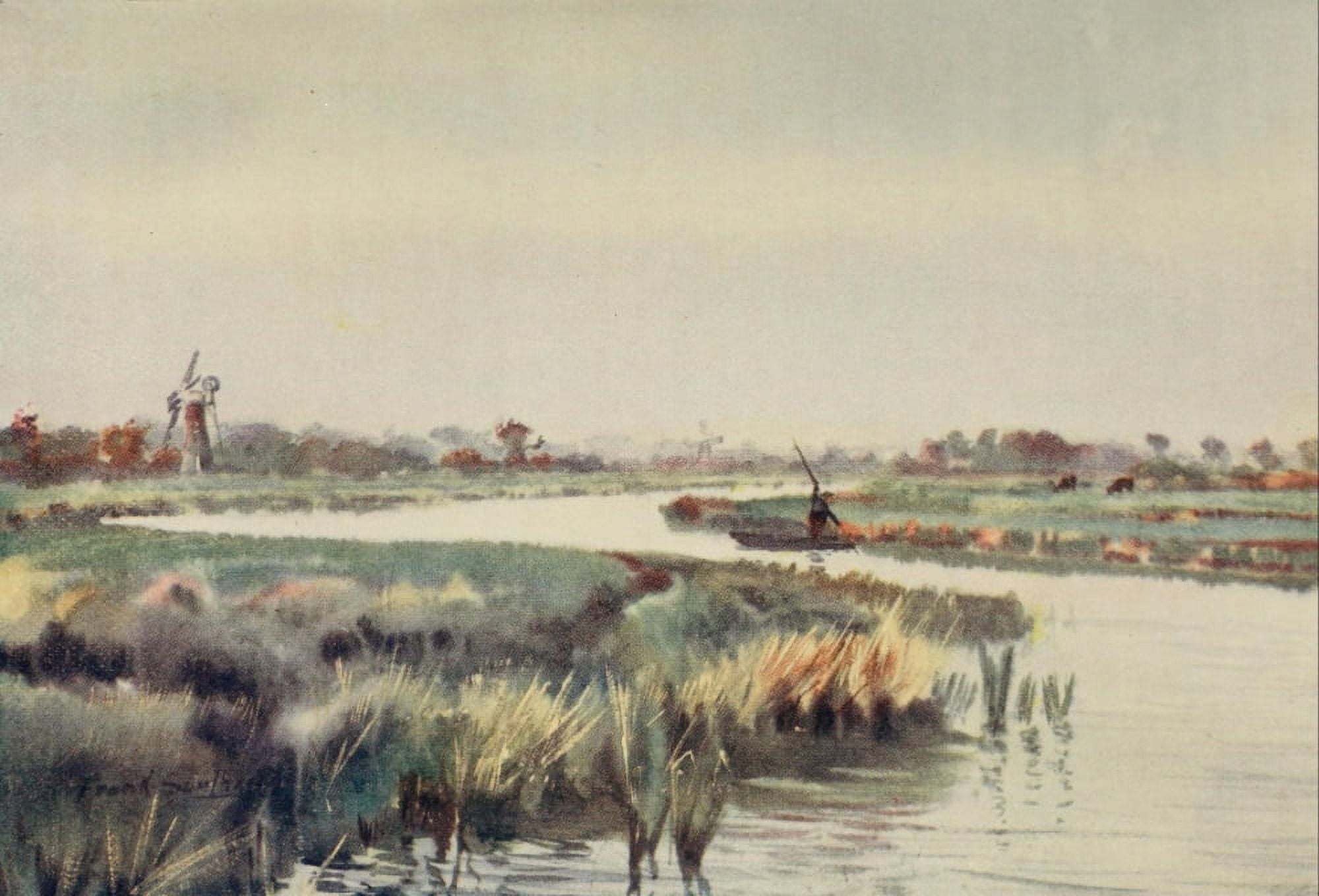 Norfolk Broads 1906 Above Wayford Bridge on the Ant Canvas Art - Frank Southgate (18 x 24)