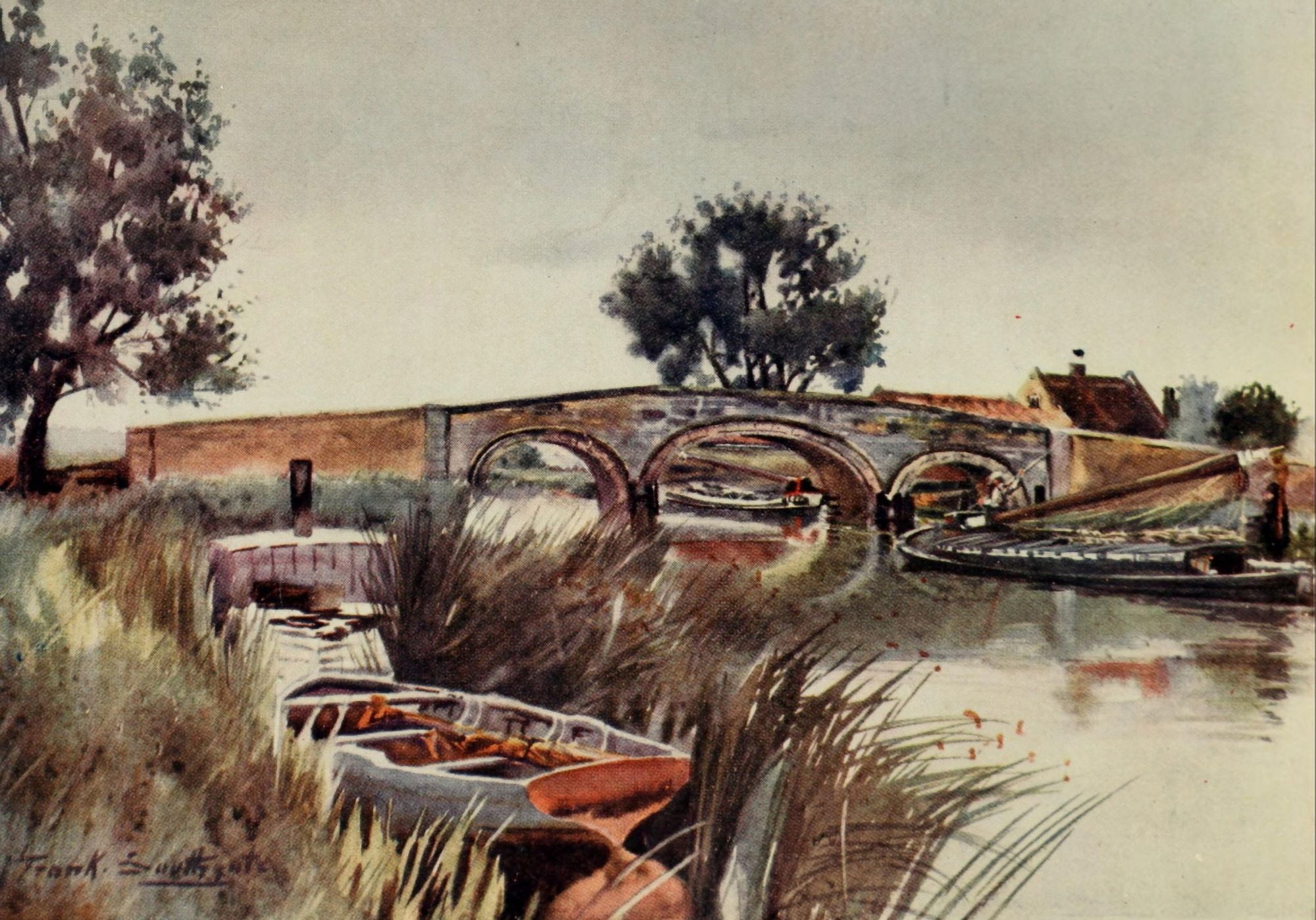 Norfolk Broads 1906 Acle Bridge Canvas Art - Frank Southgate (18 x 24)