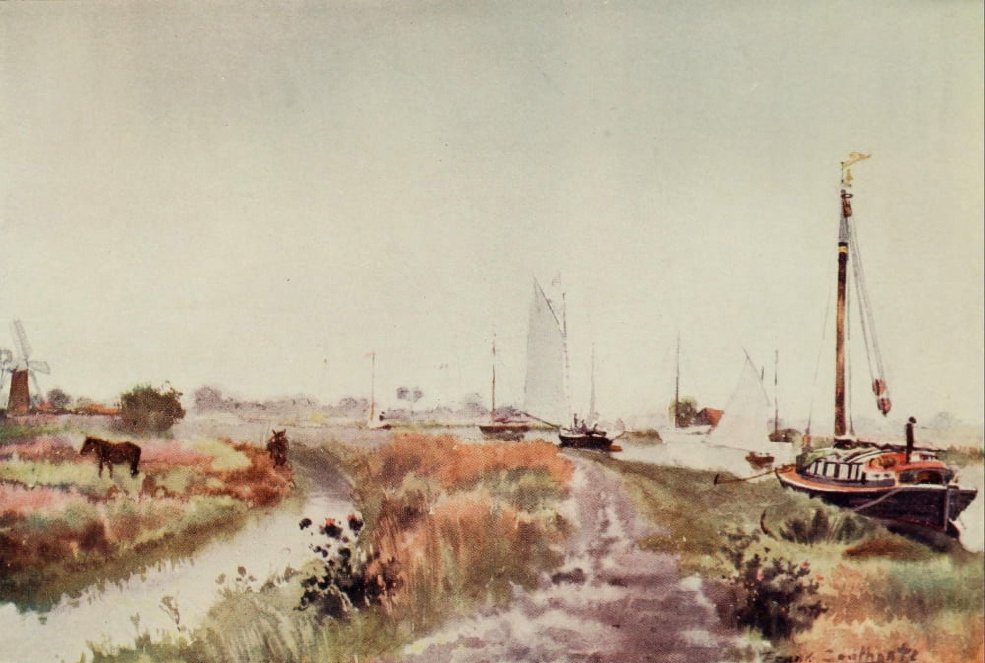 Norfolk Broads 1906 Below Potter Heigham Canvas Art - Frank Southgate (18 x 24)