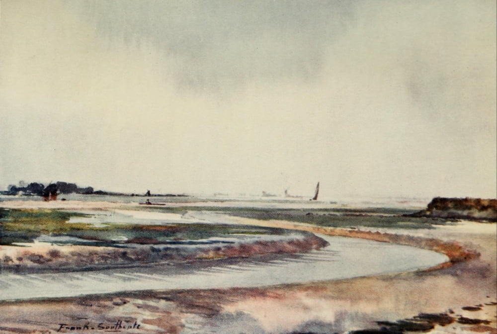 Norfolk Broads 1906 Breydon low water Canvas Art - Frank Southgate (24 x 36)