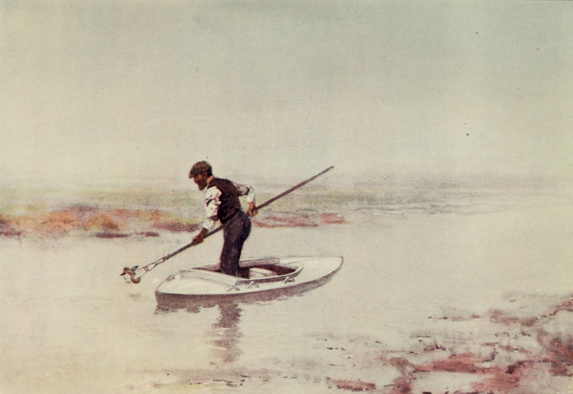 Norfolk Broads 1906 Eel-picking Canvas Art - Frank Southgate (18 x 24)