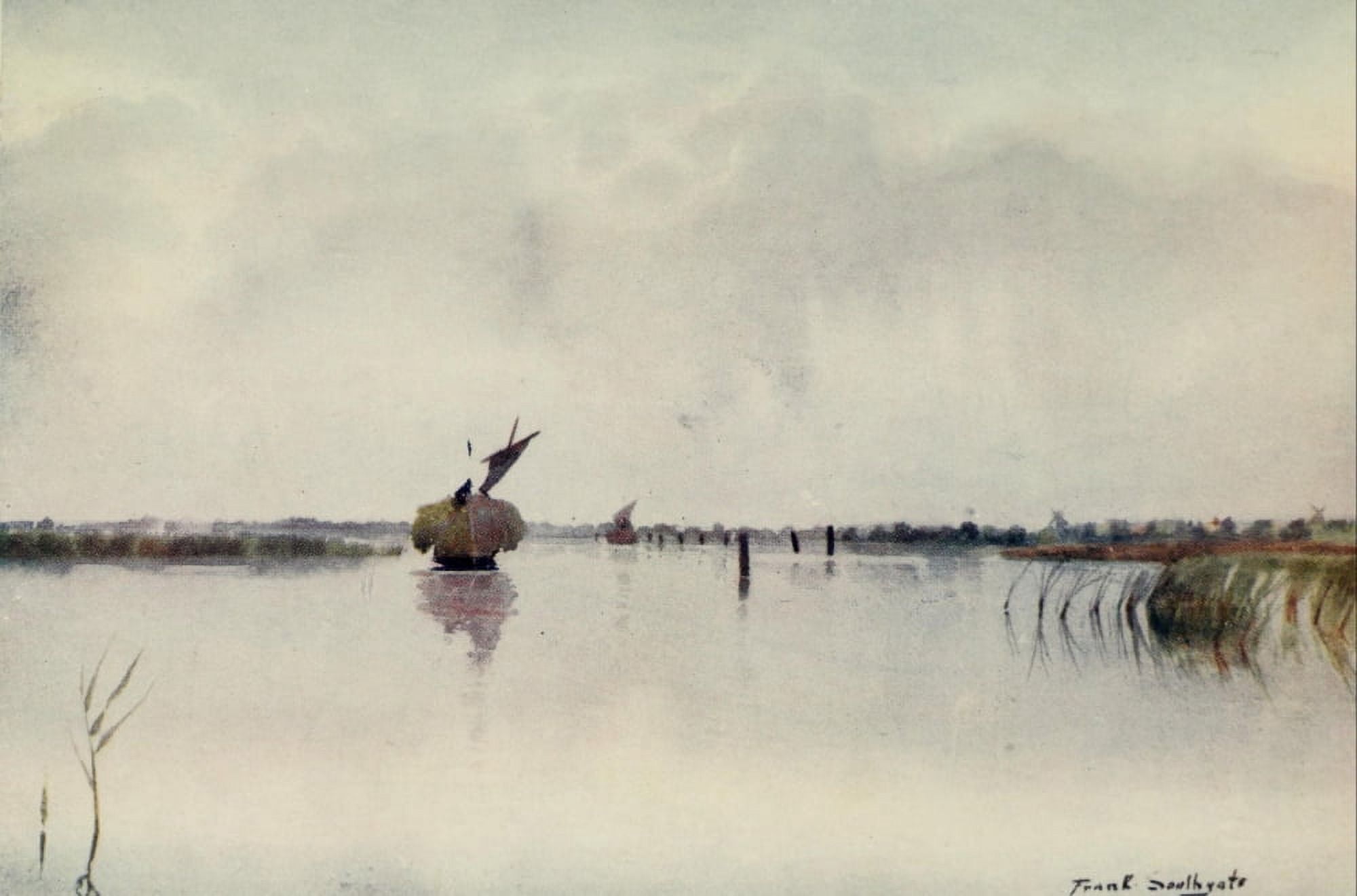 Norfolk Broads 1906 Hay-boat on Hickling Broad Canvas Art - Frank Southgate (24 x 36)