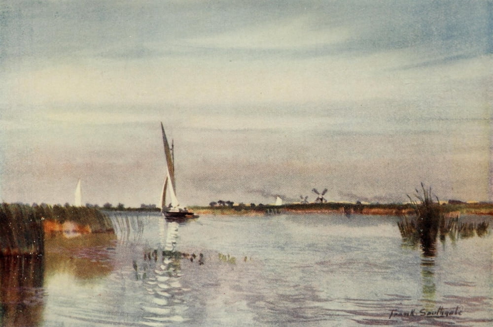 Norfolk Broads 1906 Heigham Sounds Canvas Art - Frank Southgate (18 x 24)
