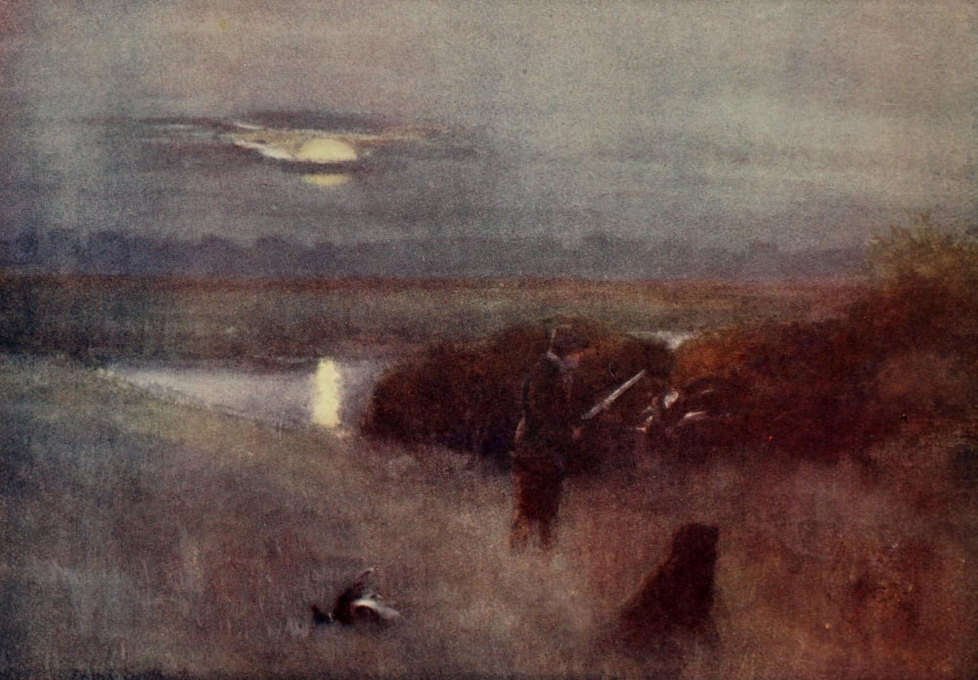 Norfolk Broads 1906 Moonrise at flight Canvas Art - Frank Southgate (18 x 24)