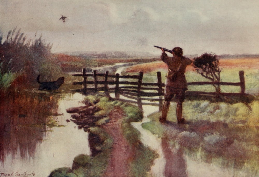 Norfolk Broads 1906 October morning on the Marshes Canvas Art - Frank Southgate (24 x 36)