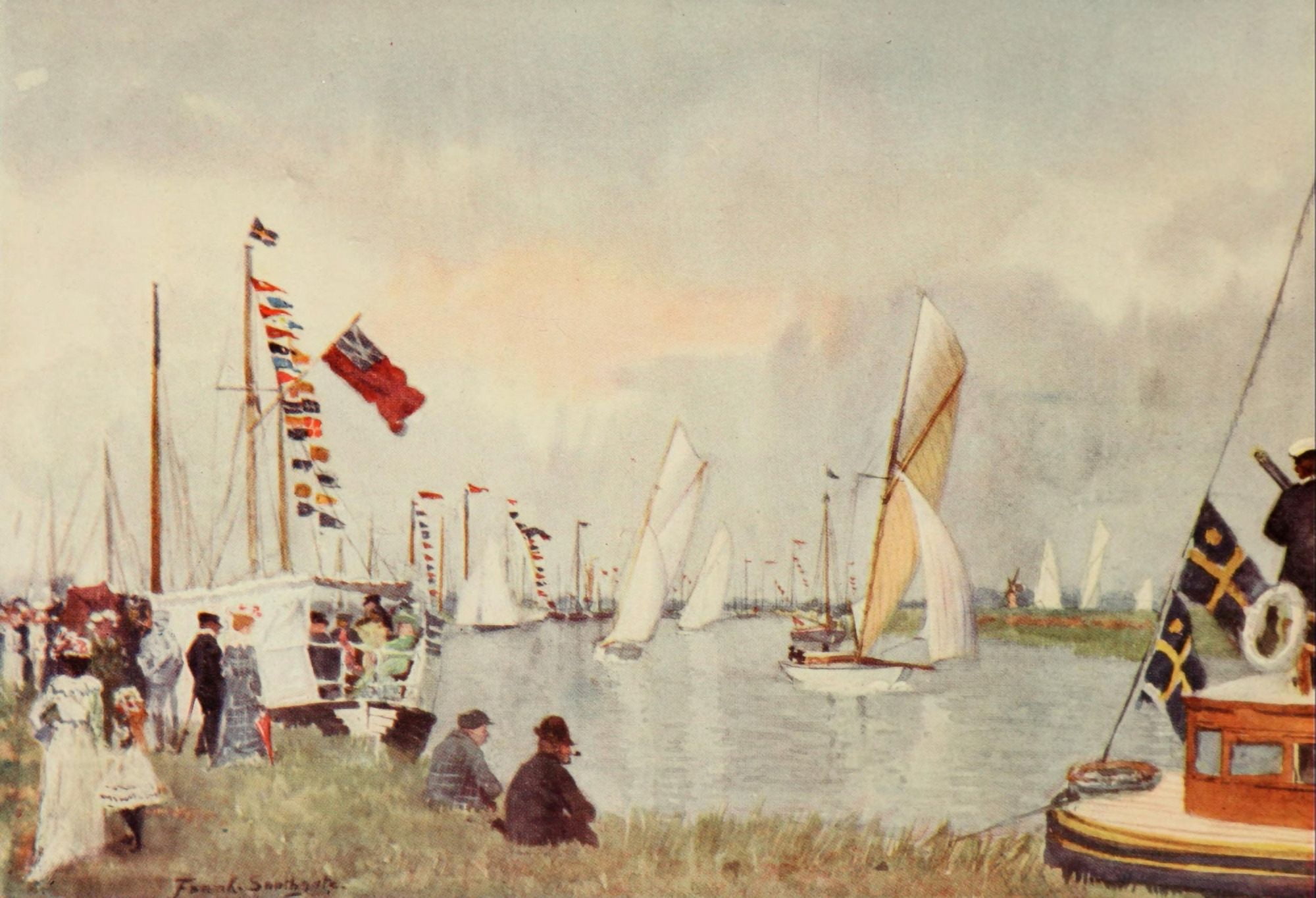 Norfolk Broads 1906 Regatta at Acle Canvas Art - Frank Southgate (24 x 36)