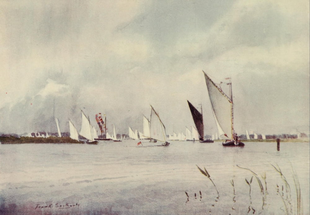 Norfolk Broads 1906 Regatta on Hickling Canvas Art - Frank Southgate (24 x 36)