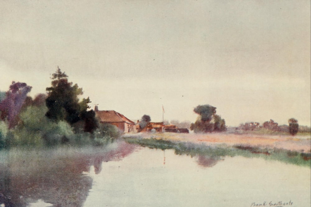 Norfolk Broads 1906 Rising Mists Coltishall Canvas Art - Frank Southgate (18 x 24)