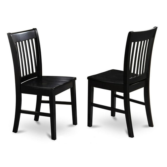 Norfolk Dining Chair - Solid Wood Top, Elegant Design, Black Finish - Set of 2