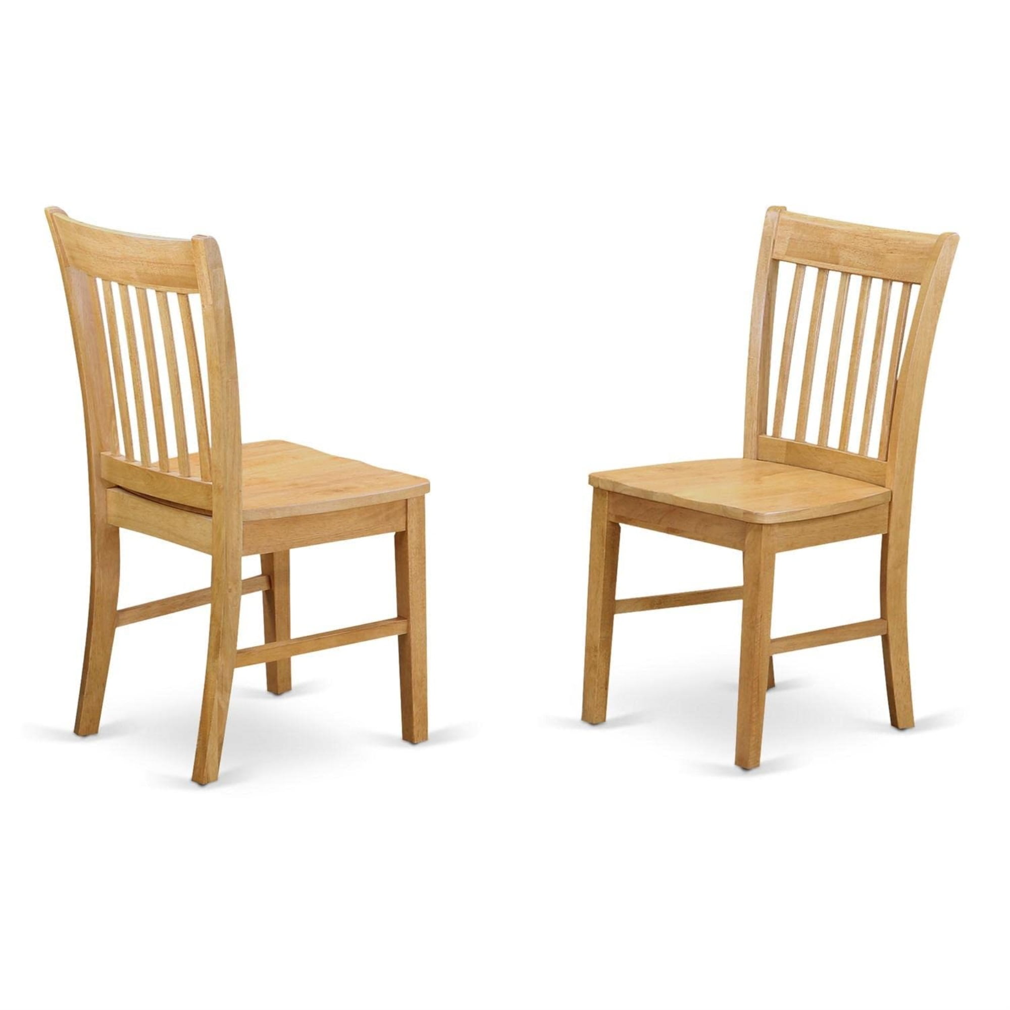 Norfolk Oak Slat Back Wooden Dining Chairs, Set of 2