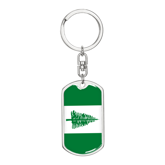Norfolk Island Flag Swivel Keychain Dog Tag Stainless Steel or 18k Gold