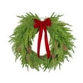 thumbnail image 1 of Norfolk Pine 20.5Inch Christmas Wreath with Red Bow, with Pine Cones, Faux Cedar Greenery, Indoor Outdoor Front Door Wall Decor, Farmhouse Style, 1 of 7