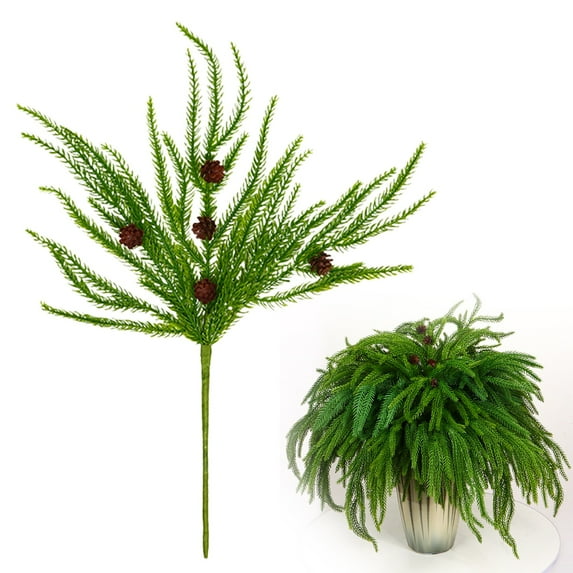Norfolk Pine Branches, Ongmies Christmas Decorations Indoor, Realistic Artificial Cedar Stems | Christmas Greenery Picks for Diy Decor