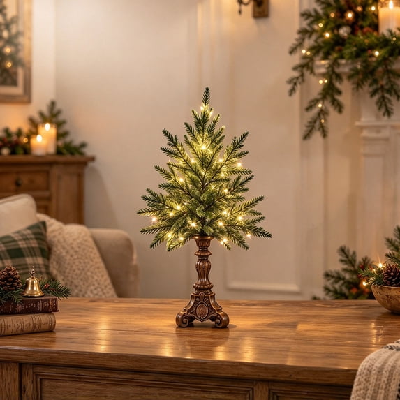 Norfolk Pine Christmas Tree, Vintage Lighted Evergreen Branches with ...