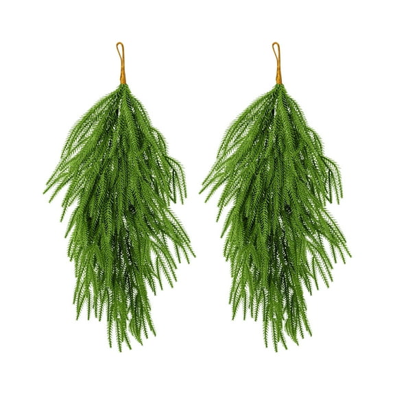 Norfolk Pine Garland Artificial Hanging Plants Realistic Ferns Decorative Faux Greenery for Home Office Wall Indoor Outdoor Garden Decor A One Size