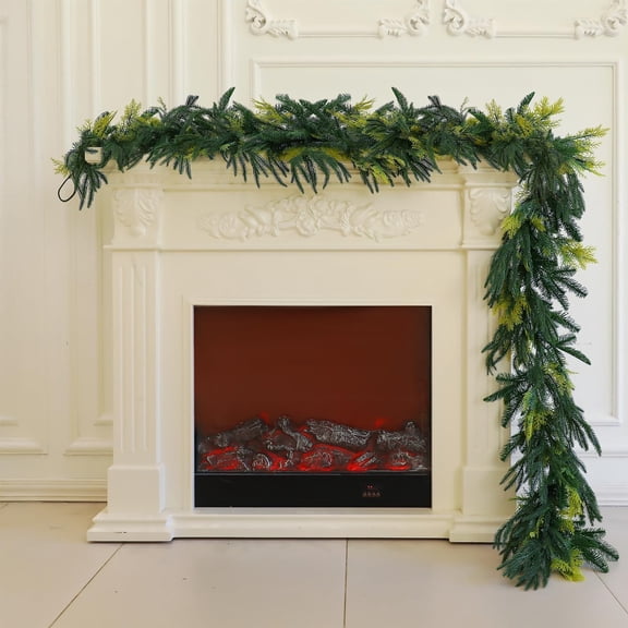 Norfolk Pine Garland Artificial Real Touch Green Thick Cedar Cypress Spruce 6FT Greenery Christmas Decor for Mantle Fireplace Wall Table Railings Indoor Outdoor Xmas Decorations