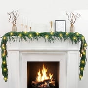 Artificial Norfolk Pine Garland with Light , Real Touch Green Faux Greenery Garland for Christmas Table, Mantle, Wall, Fireplace, Indoor Outdoor Decor1, 6ft