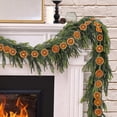 thumbnail image 1 of Norfolk Pine & Orange Slice Artificial Rattan 70.9in – Soft Plastic Christmas Garland with Faux Fruit for Indoor/Outdoor Holiday Display, Green, 1 Set, 1 of 9