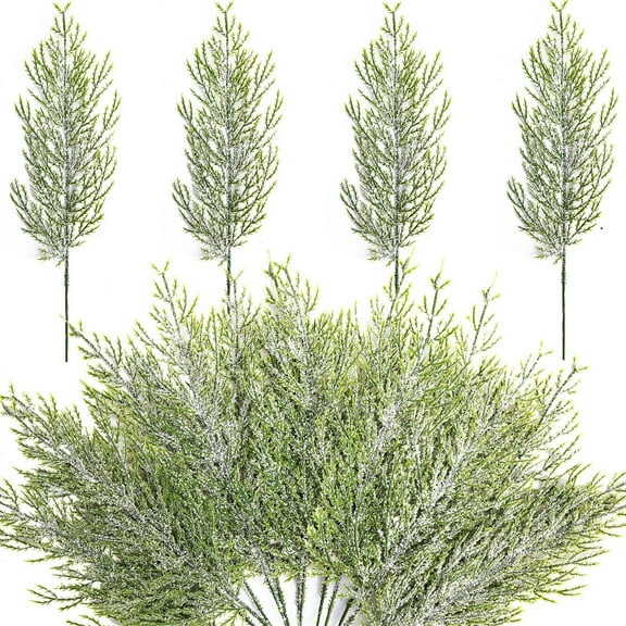 Norfolk Pine Stems,Artificial Pine Branches,Artificial Pine Leaves Branches,Faux Green Cedar Sprigs,Needle Leaves Christmas Tree Accessories,Stems Picks For Diy Garland Decoration,10PCS