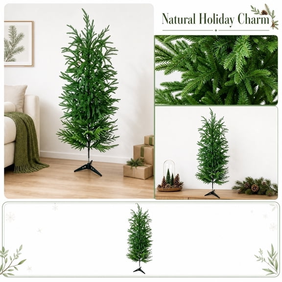 Norfolk Pine Tree 47 Inch Artificial Christmas Tree Slim Artificial Pine Needle Christmas Tree Unlit Tabletop Christmas Tree for Home Holiday Decor Green 1 Pack