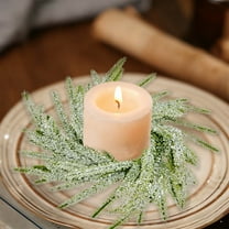Norfolk Pine Wreath Candle Rings Realistic Soft And Full Mini Christmas Wreath Table Centerpieces Candle Wreaths For Pillar Candles Cedar Small Wreaths For Cabinets Kitchen Windows Candlestick