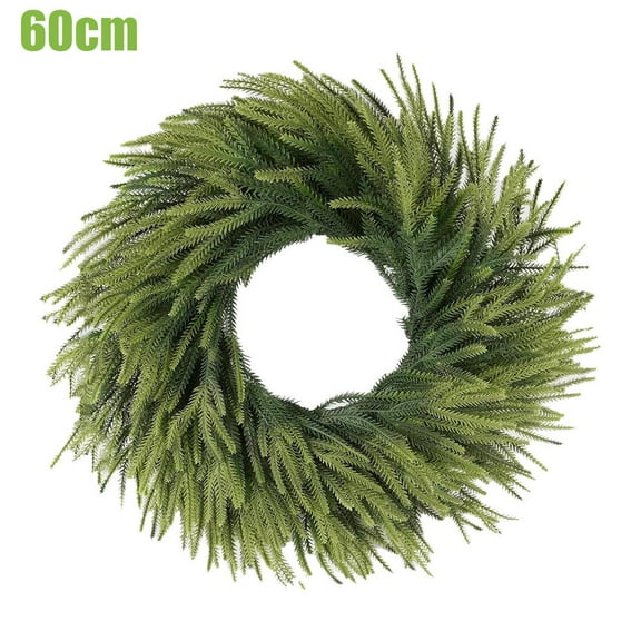 Norfolk Pine Wreath for Front Door,Artificial Christmas Wreaths Faux Green Fake Pine Needles Wreath,Christmas Decorations Greenery Wreaths for Front Door Wall Windows Indoor Outdoor